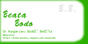 beata bodo business card